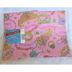 2 NOS American Greetings Gift Wrapping Paper Prismatic You're A Gem Glitter Vtg